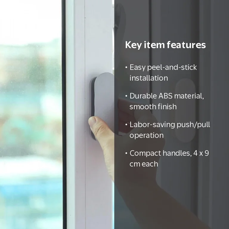 2-Pack Self-Adhesive Sliding Door Pulls – 100mm Oval Aluminum Alloy Handle, Punch-Free Stick-On Installation, For Glass Doors, Cabinets, Wardrobes & Shower Doors