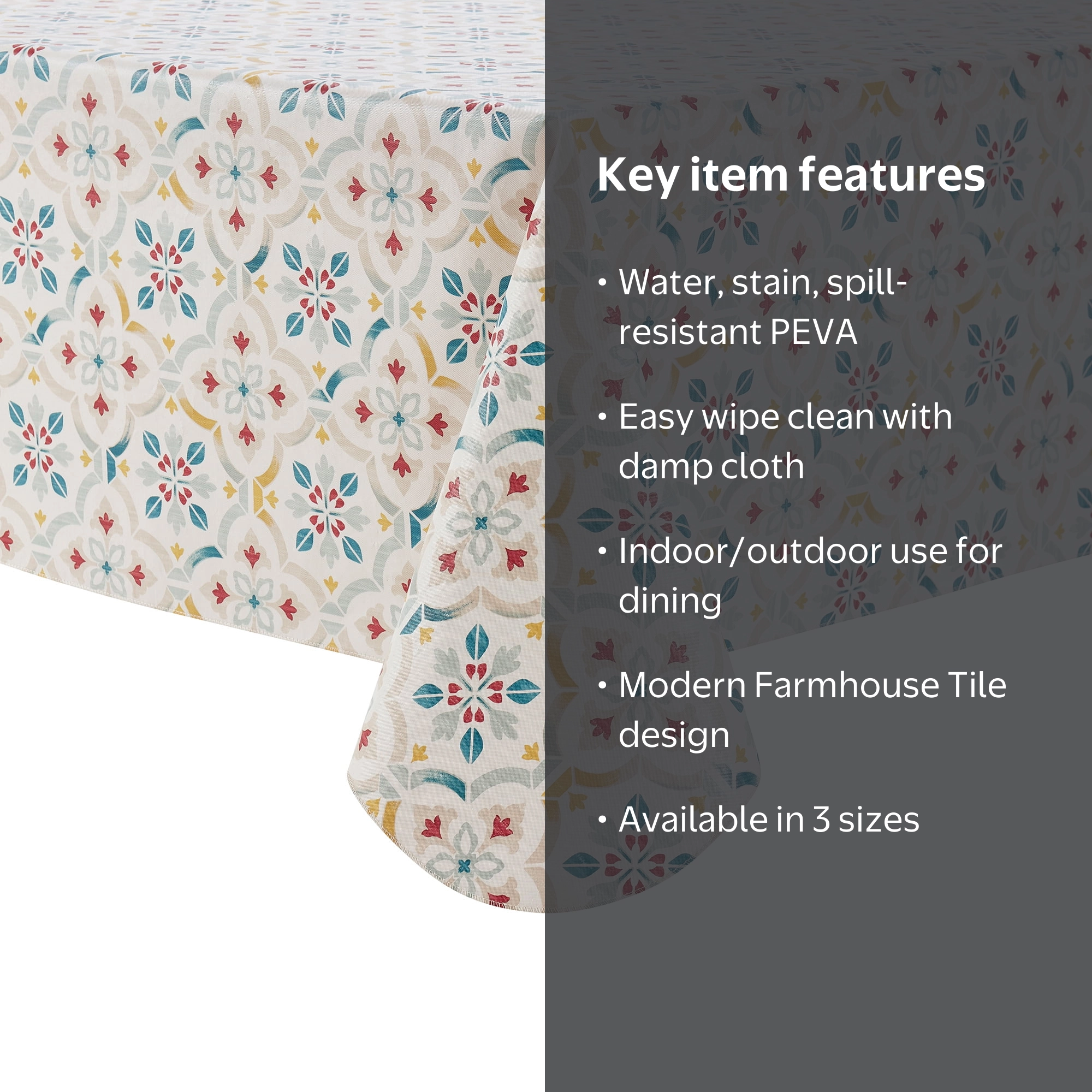 Mainstays PEVA Everyday, Indoor & Outdoor Tablecloth 60
