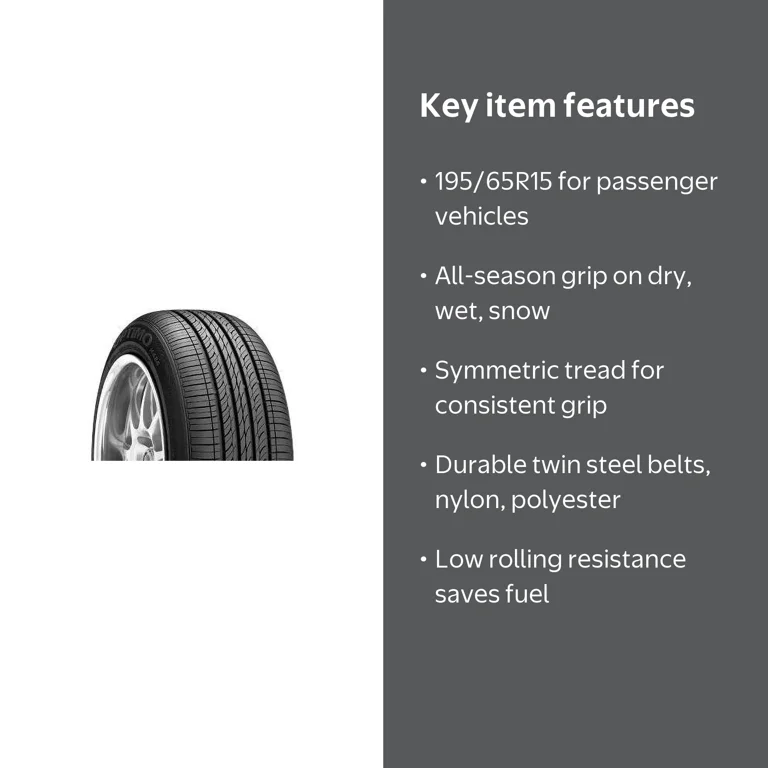 Hankook, Passenger Tire, 195/65R15, All Season Traction - Walmart.com