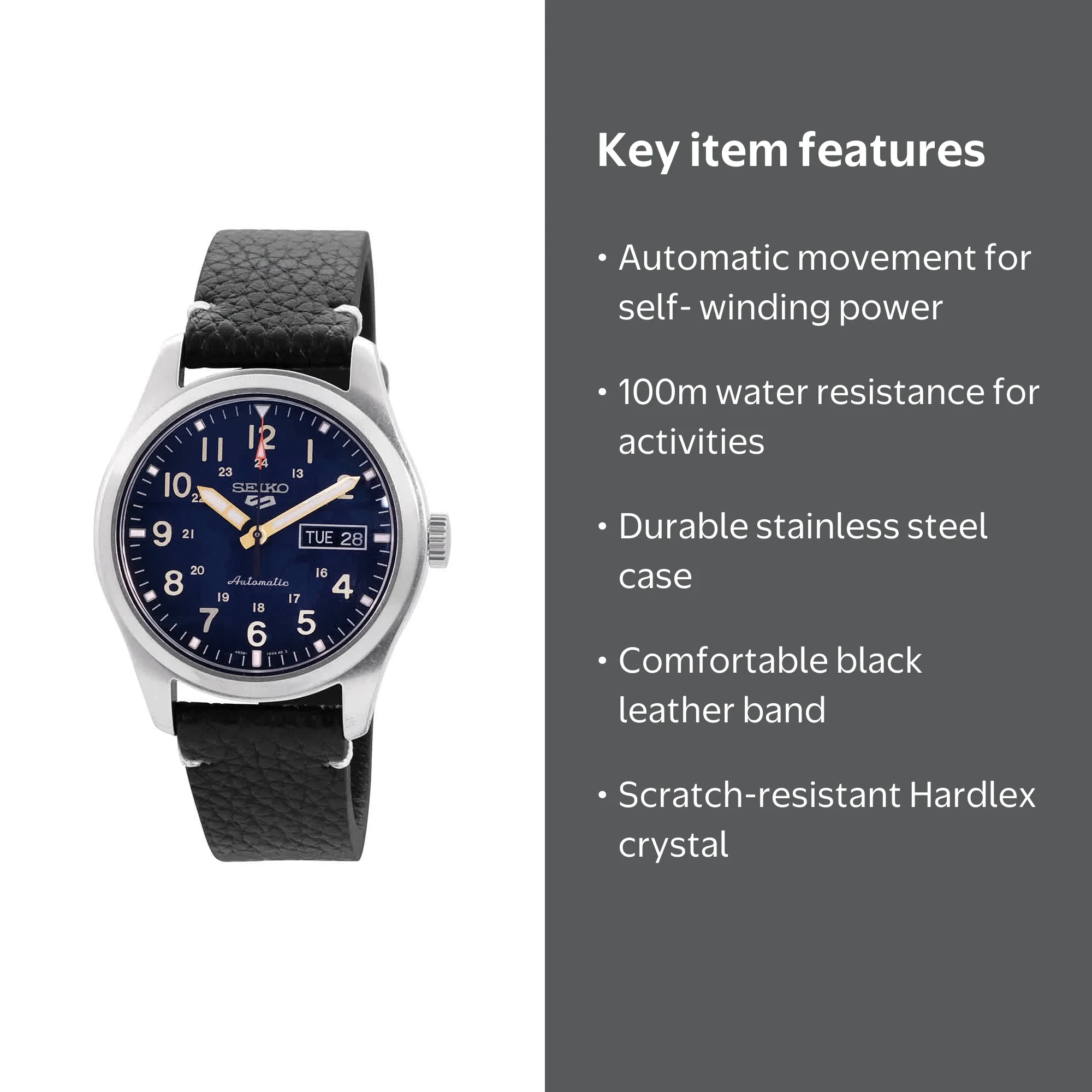 Seiko 5 Sports Men's Watch, Automatic, Blue Dial, Gold-Tone Hands