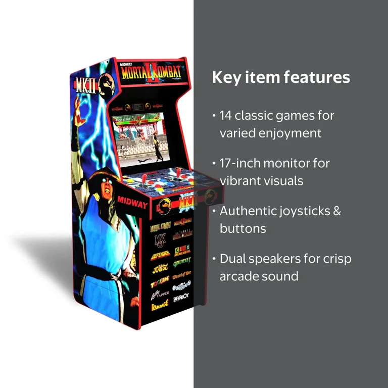 Arcade1Up Mortal Kombat II for Home, 4-ft Cabinet with 14 Games 