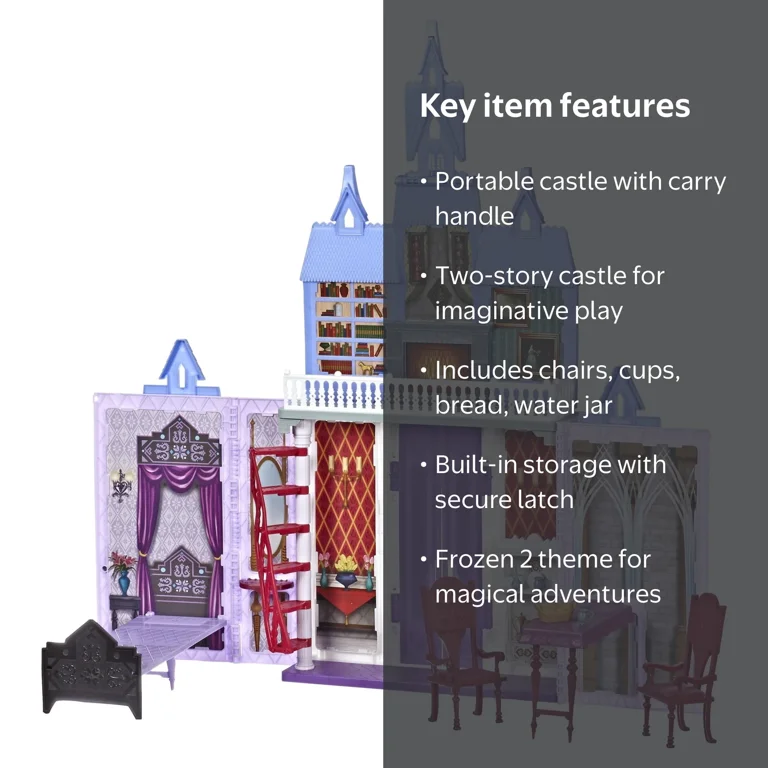 Disney Frozen 2 Portable Arendelle Castle Playset, 6 Accessories