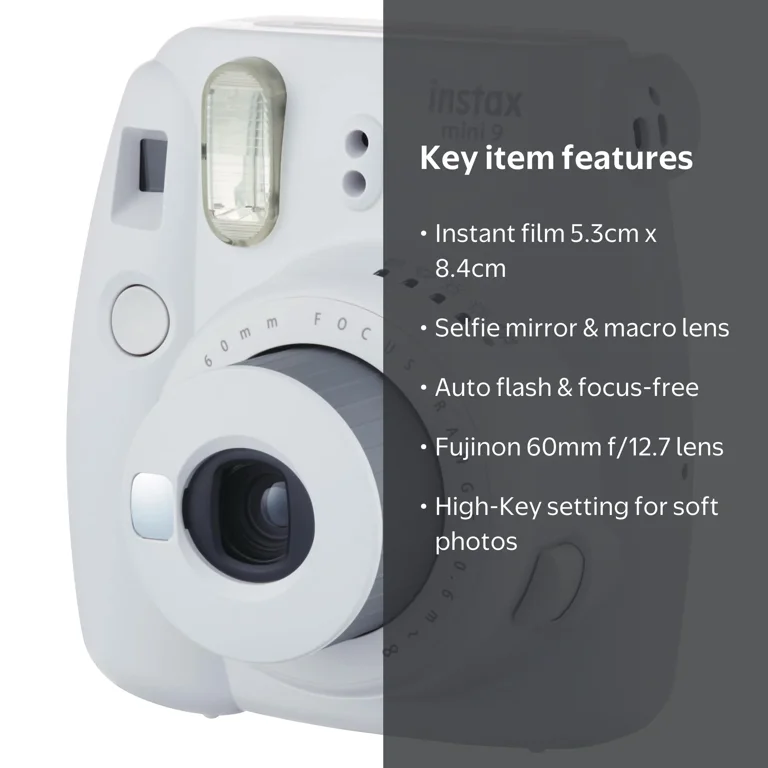 Fujifilm, Instax Mini 9, Smokey White, Instant Film Camera