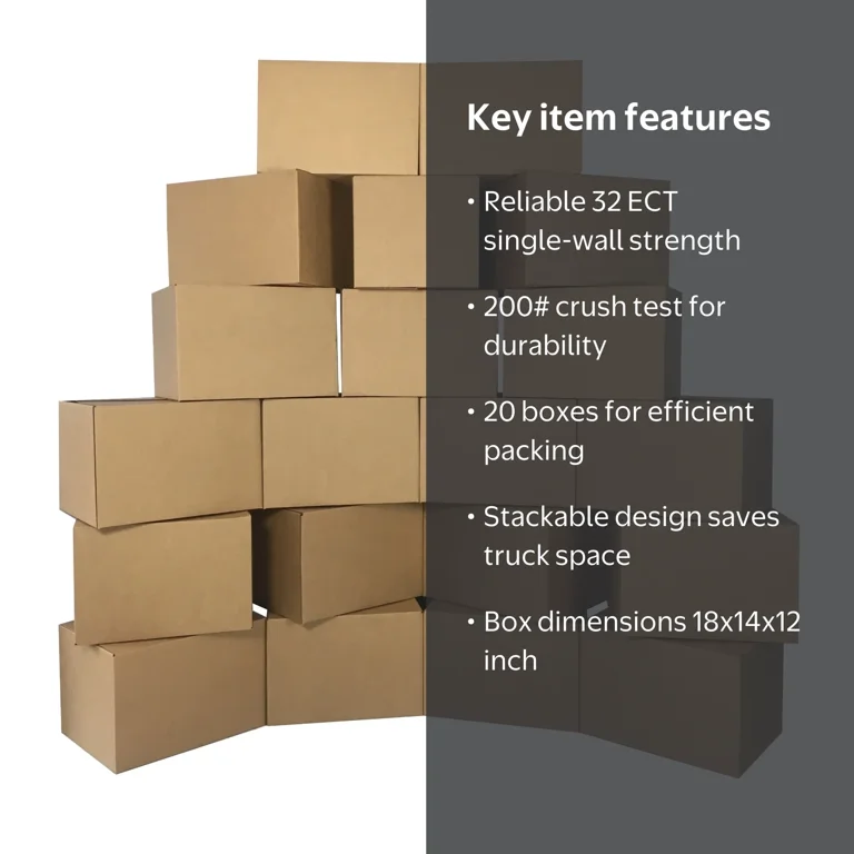 UBMOVE, Medium Moving Boxes, 18x14x12-Inch, 20 Pack - Walmart.com
