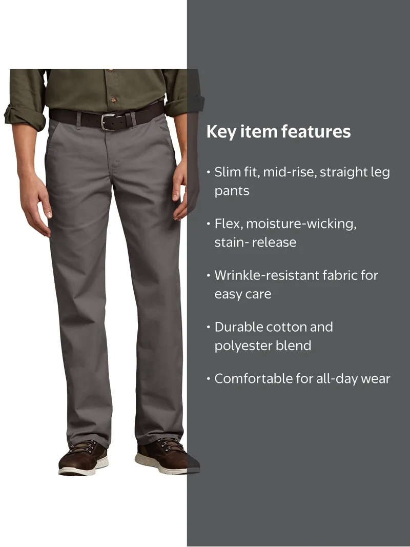Genuine Dickies Mens Flat Front Flex Pant, Slim Fit - Walmart.com
