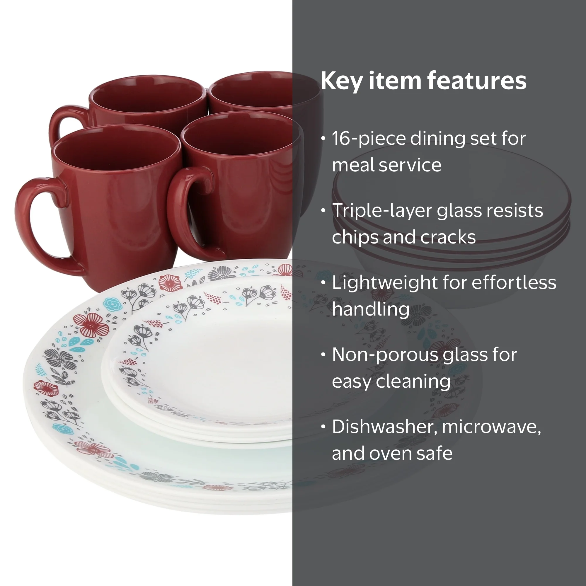 Corelle Classic Nordic Bloom 16-Piece Dinnerware Set - Walmart.com