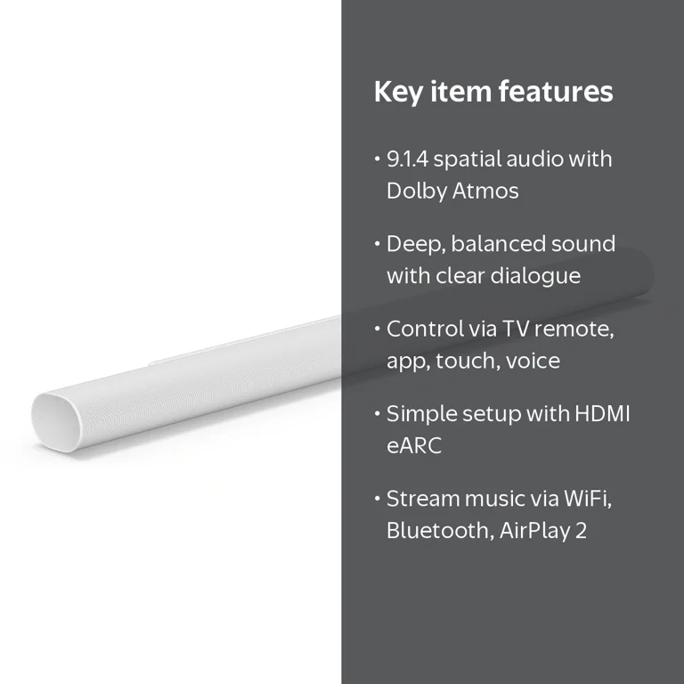 Sonos Arc Ultra Soundbar (White) with Dolby Atmos, Speech