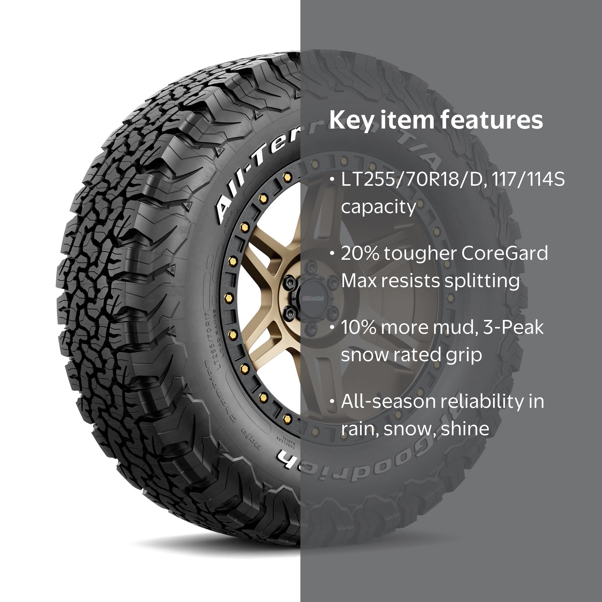 Free Shipping! BF Goodrich All-Terrain T/A KO2 All-Season LT255