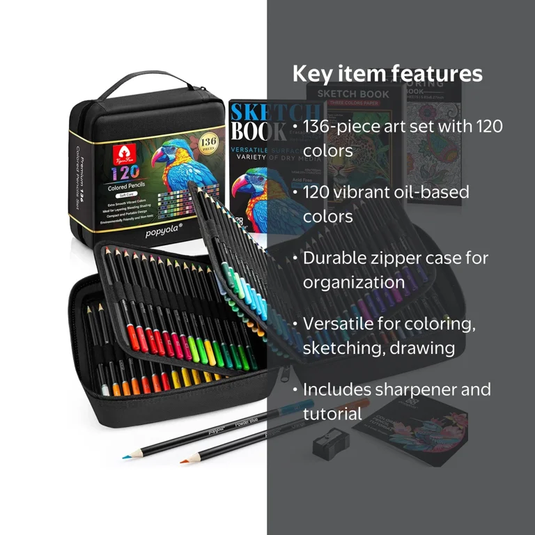 Vigorfun Colored Pencils Set with 120 Color Pencils, Sketchbook