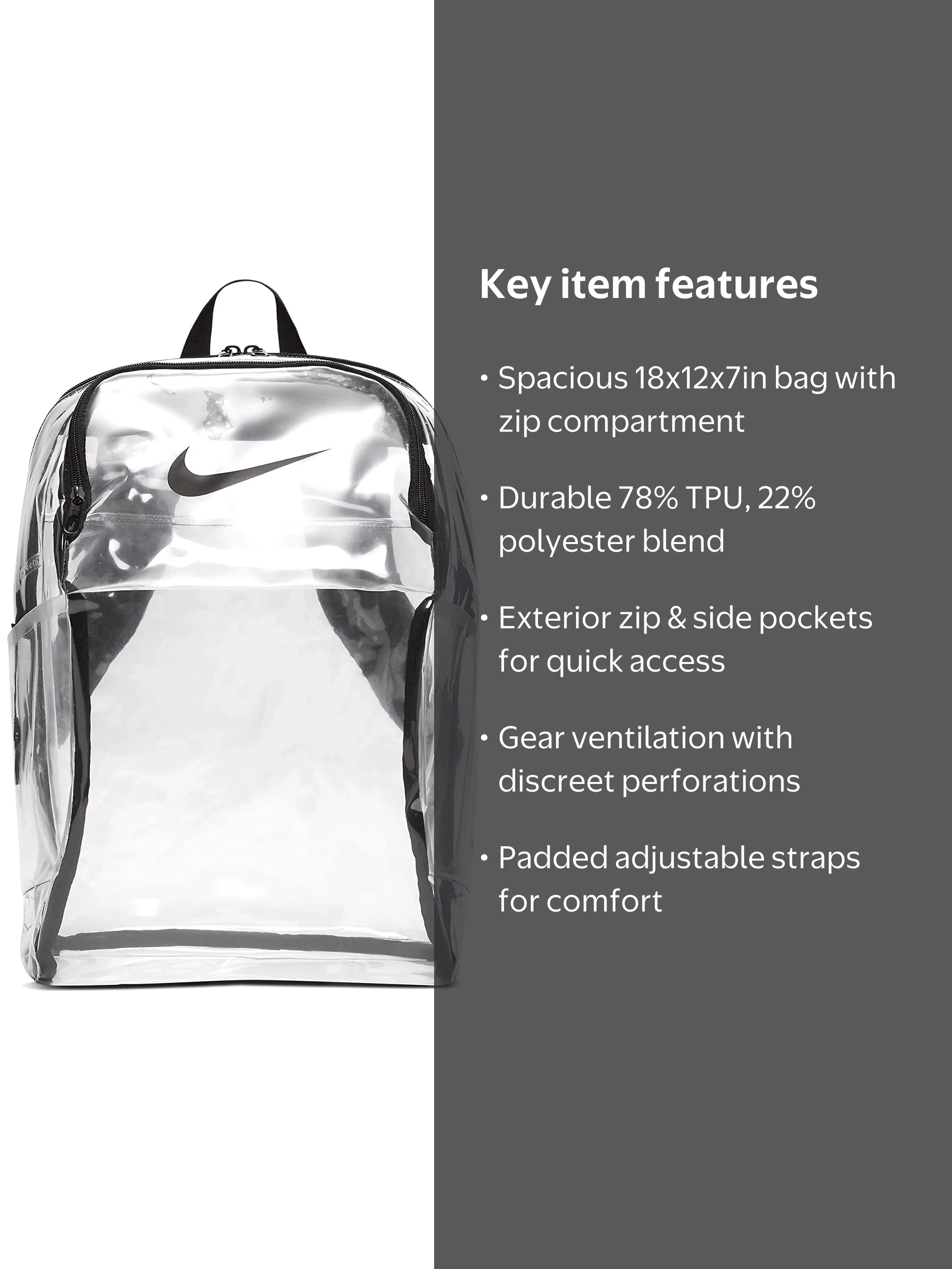 Nike Brasilia Clear Training Backpack BA6553 with Utility Zip 910 - Walmart.com Nike Brasilia Clear Training Backpack BA6553 with Utility Zip 910 - Walmart.com