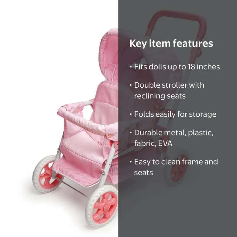 Badger Basket Toy Large Folding Double Doll Front-to-Back Stroller