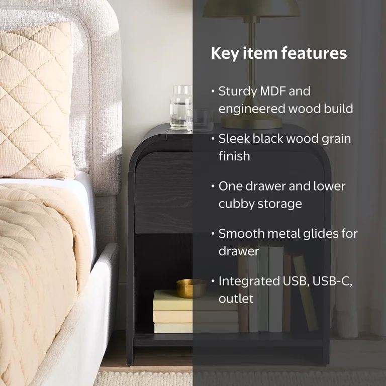 ジュディス ガイガー JUDITH  「Blackbird」黒マット Free Shipping! Better Homes & Gardens Juliet Nightstand with USB