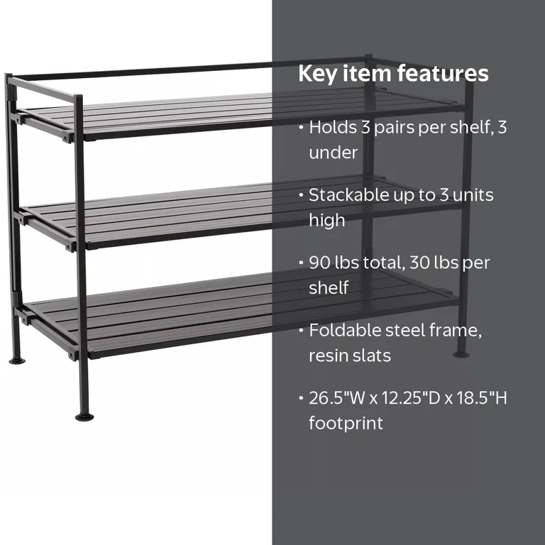 Seville Classics 3-Tier Stackable Interlock 12-Pair Resin Slat