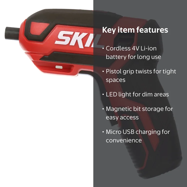 SKIL Rechargeable Screwdriver, SD561801, Pistol Grip with LED
