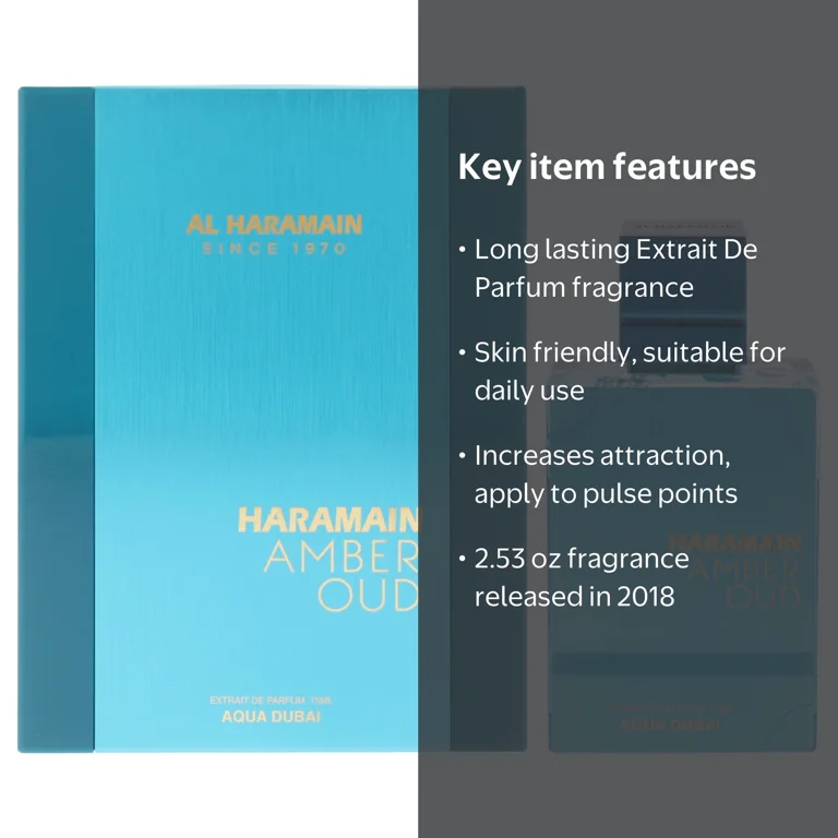 Al Haramain Amber Oud - Aqua Dubai Edition, 2.53 oz Extrait De