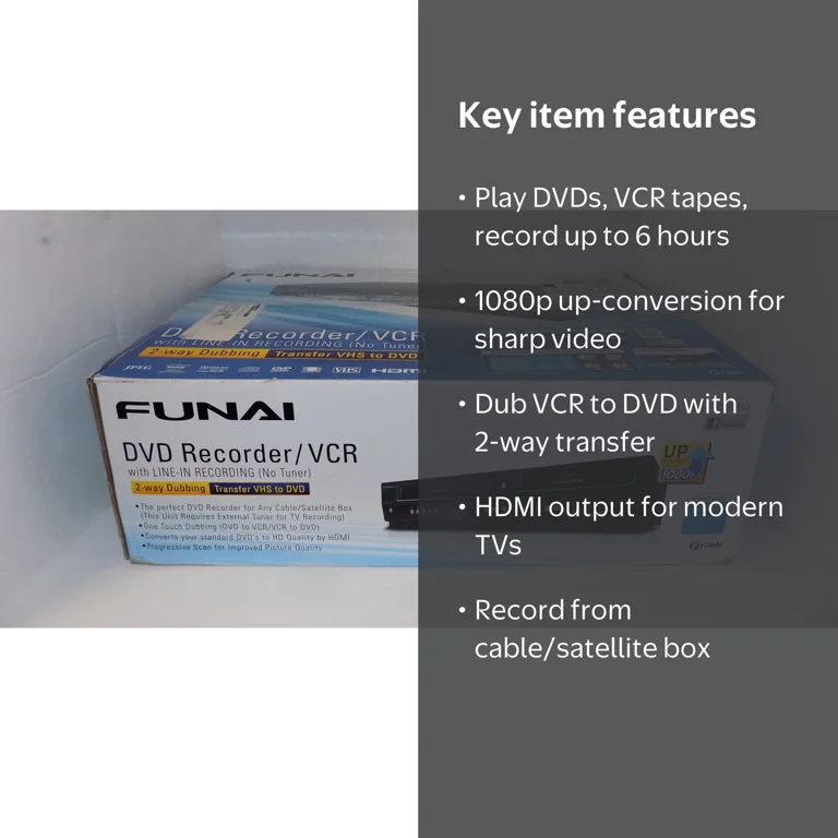 Funai, DVD VCR Combo Recorder, ZV427FX4, Full HD UpConvert