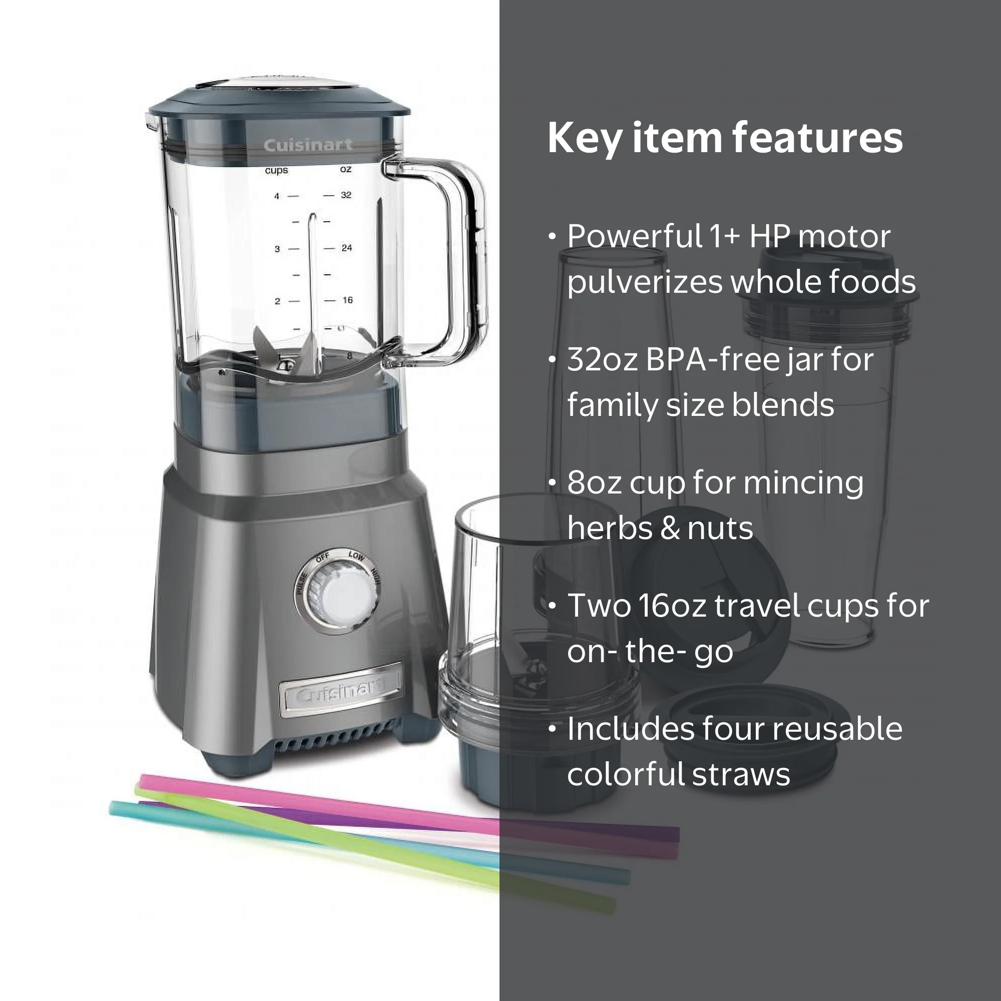 Cuisinart Hurricane Compact New 500 W 32 fl oz 3-Speed Blender