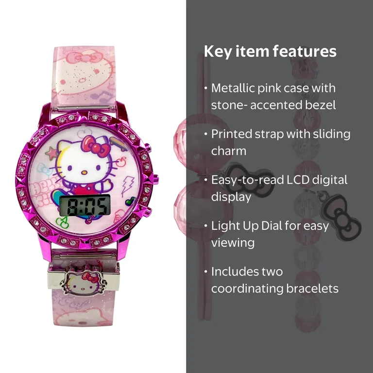 Hello Kitty Female Child Pink and Purple 3pc LCD Watch and