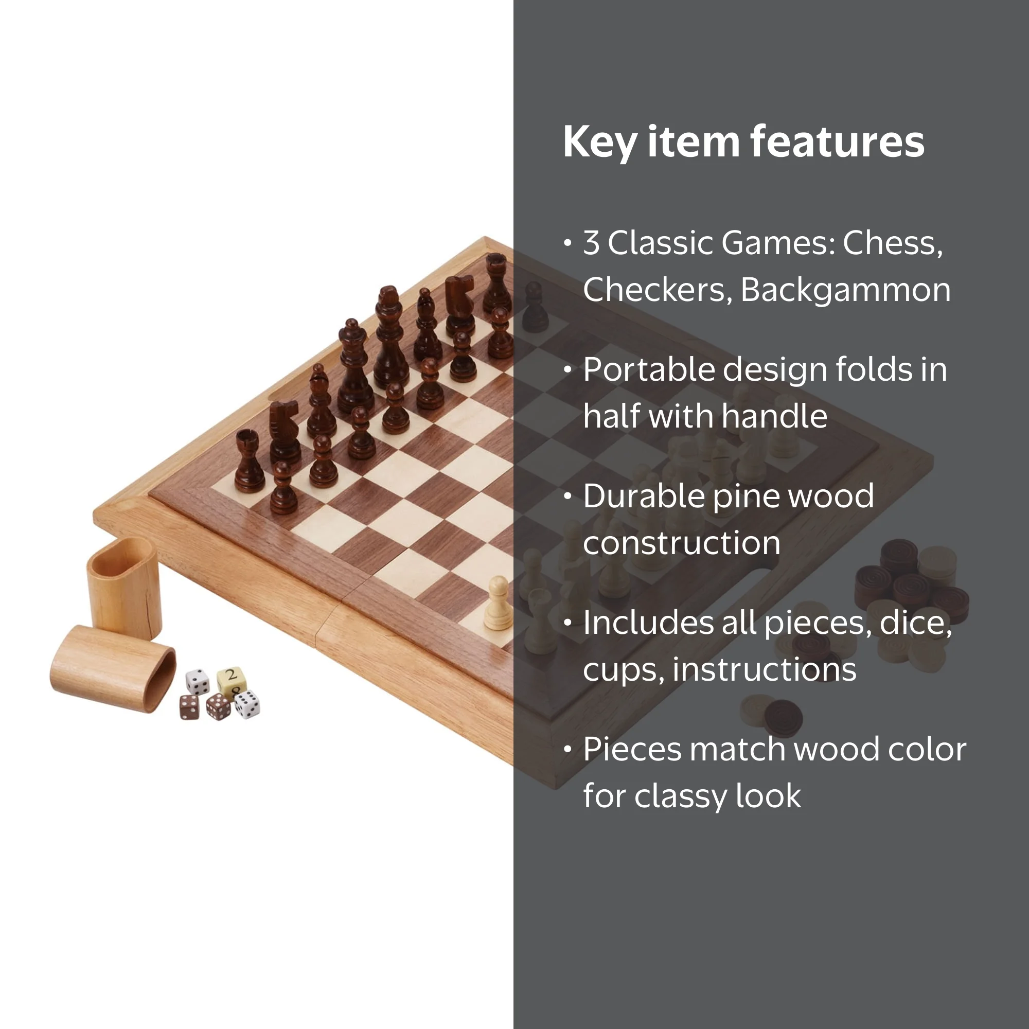 Mainstreet Classics Dutchman 3-in-1 Game Set, Chess, Checkers