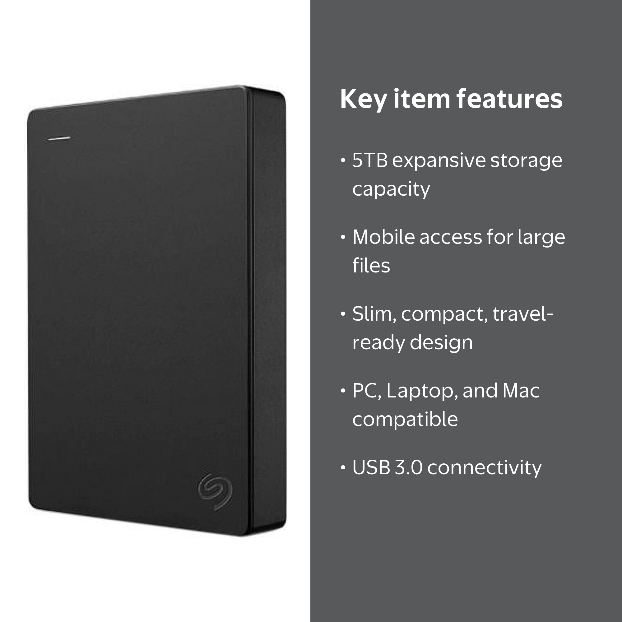 Seagate 5 TB Portable Hard Drive, 2.5 Inch External, USB 3.0