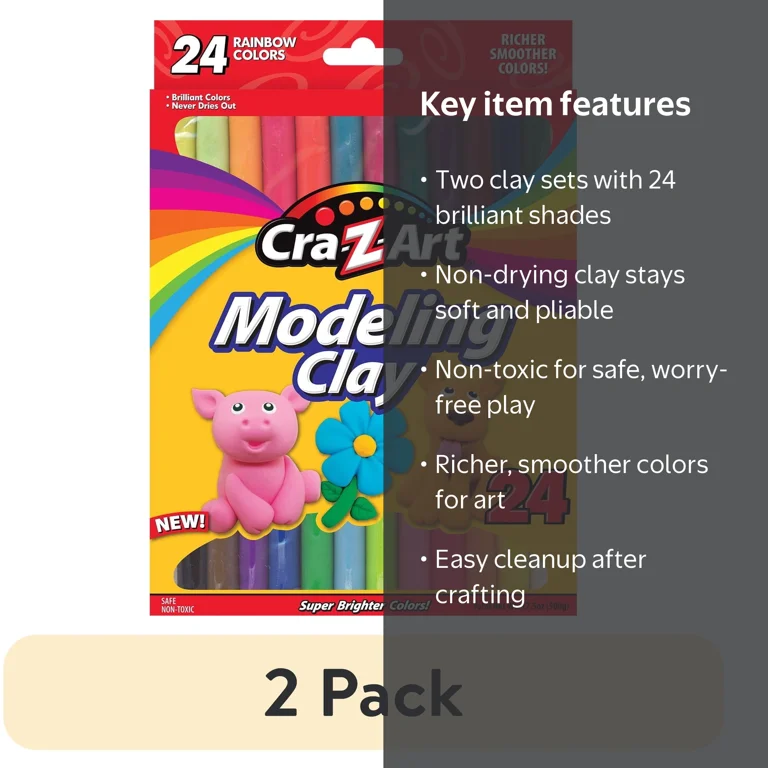 2 pack) Cra-Z-Art Modeling Clay, 24 Brilliant Colors - Walmart.com