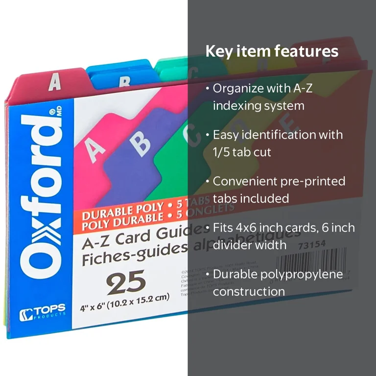 Oxford, Poly Index Card Guides, 4