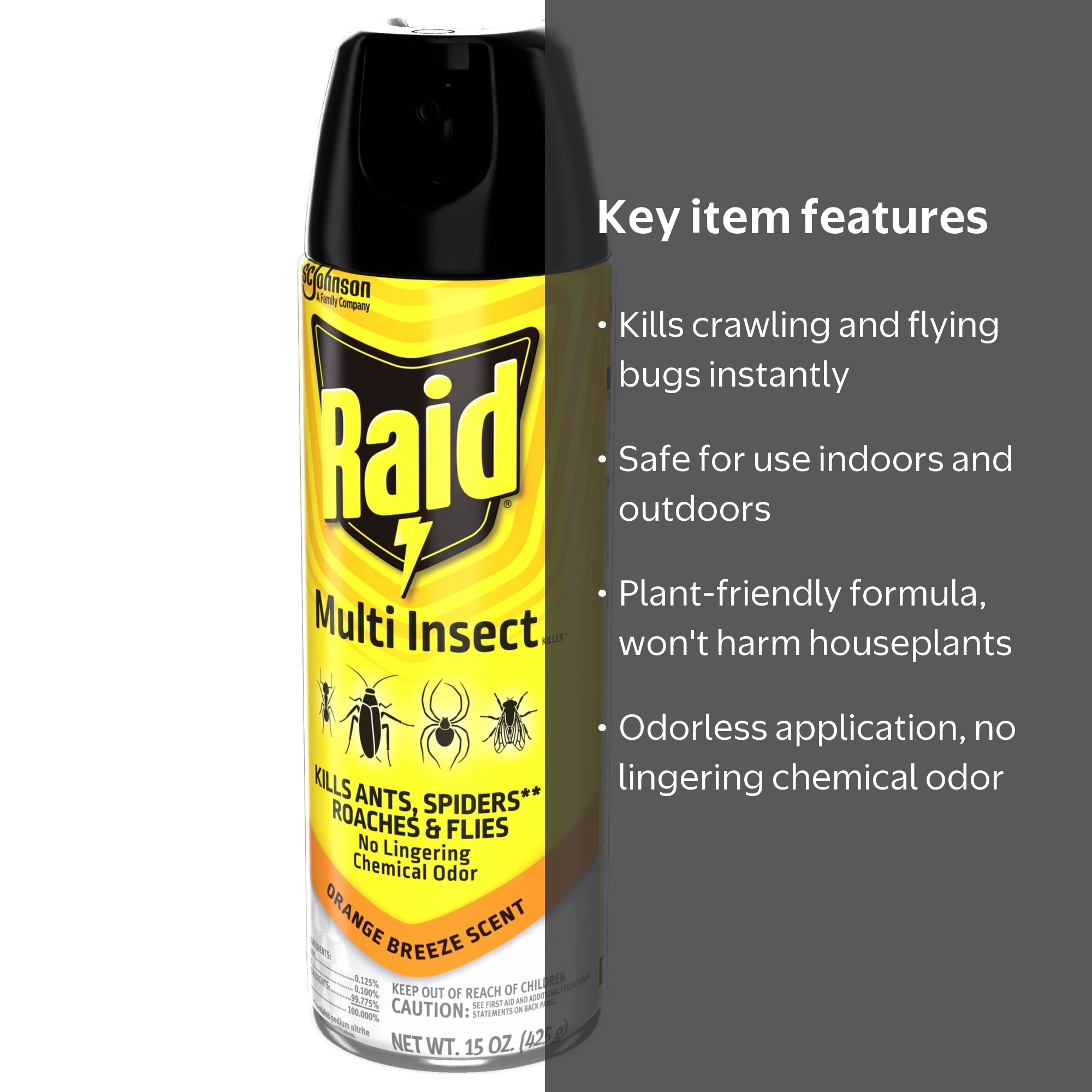 Raid Multi Insect Killer 15 oz, Orange Breeze Scent - Walmart.com