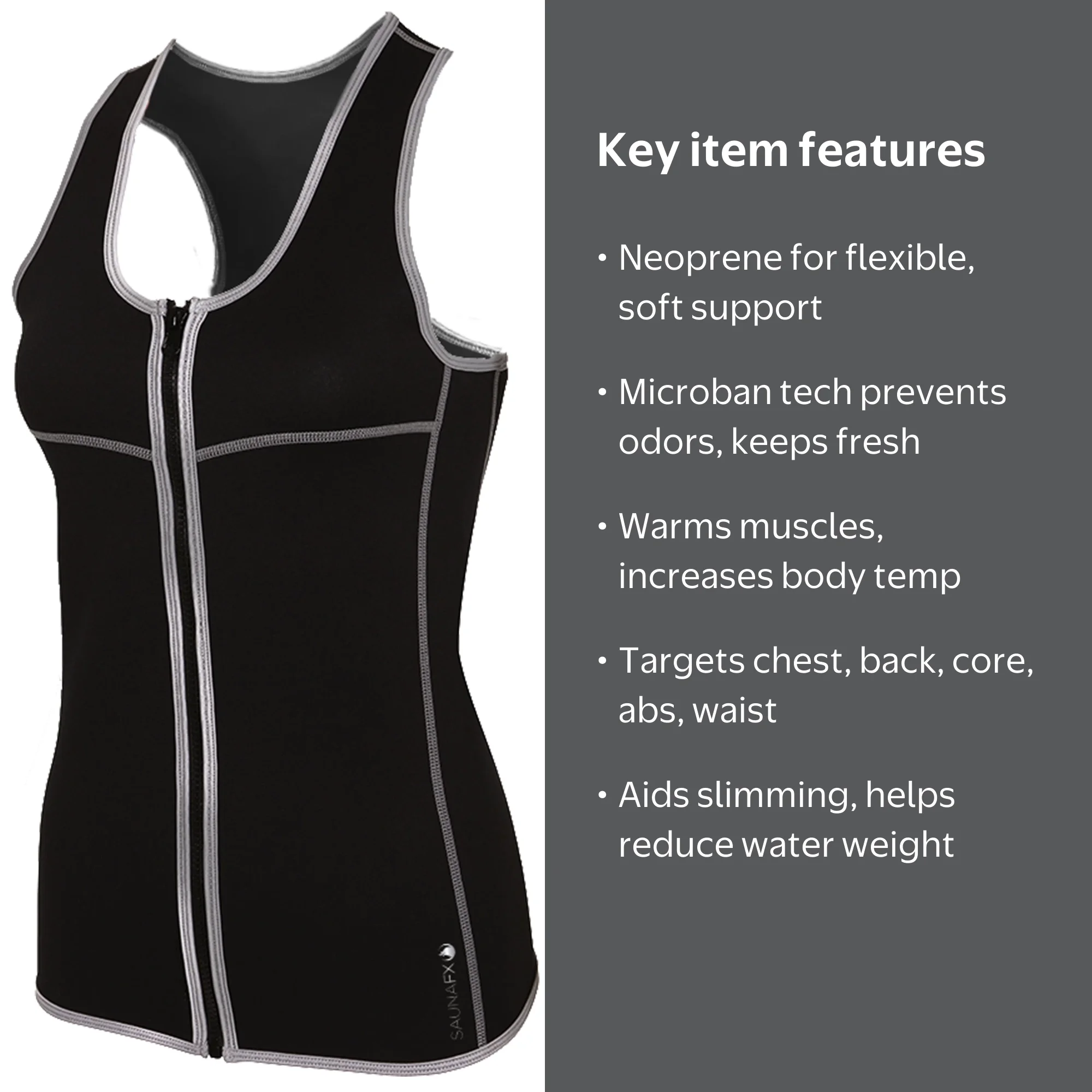 SaunaFX Women's Sauna Vest Neoprene Slimming Body Shaper Microban