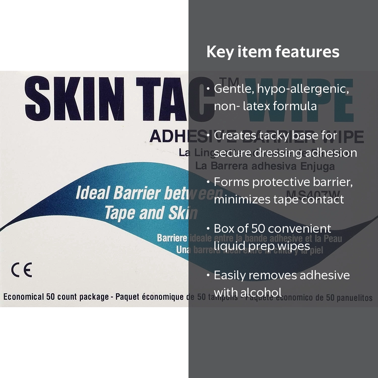Torbot Liquid Prep Medical Skin Tac Adhesive Barrier Wipes, Hypo