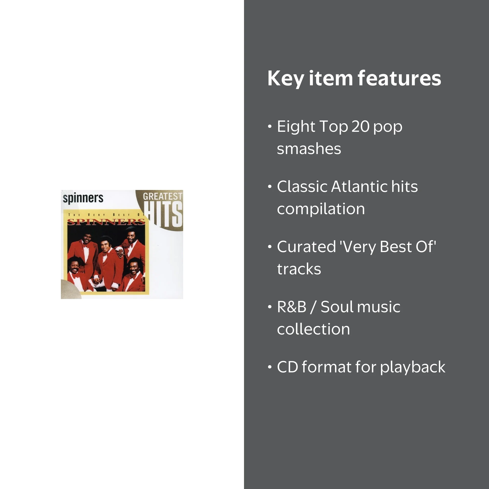 Atlantic, The Spinners CD, Very Best of, Includes 8 Top 20 Pop