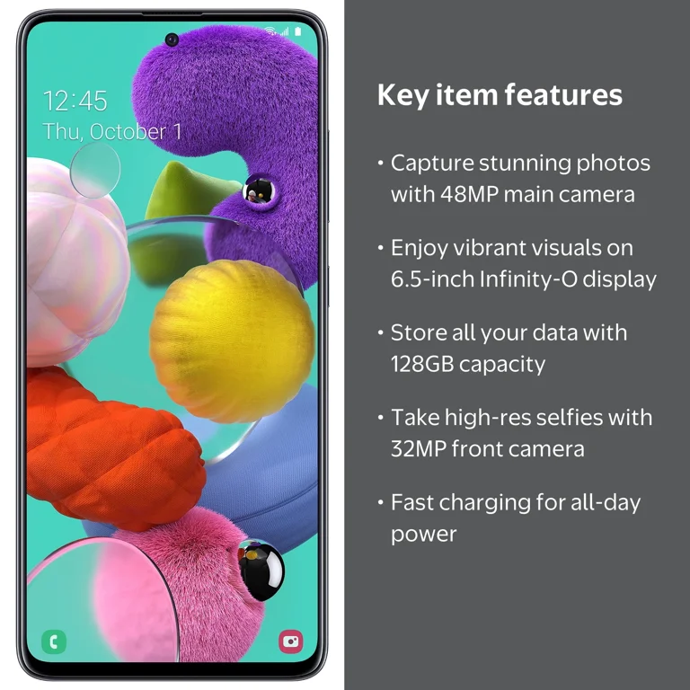 Straight Talk Samsung Galaxy A51 Cell Phone, 128GB, Smart Prepaid