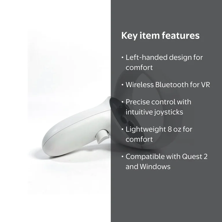 VRPark Left Hand Controller for Oculus Quest 2, White, Bluetooth