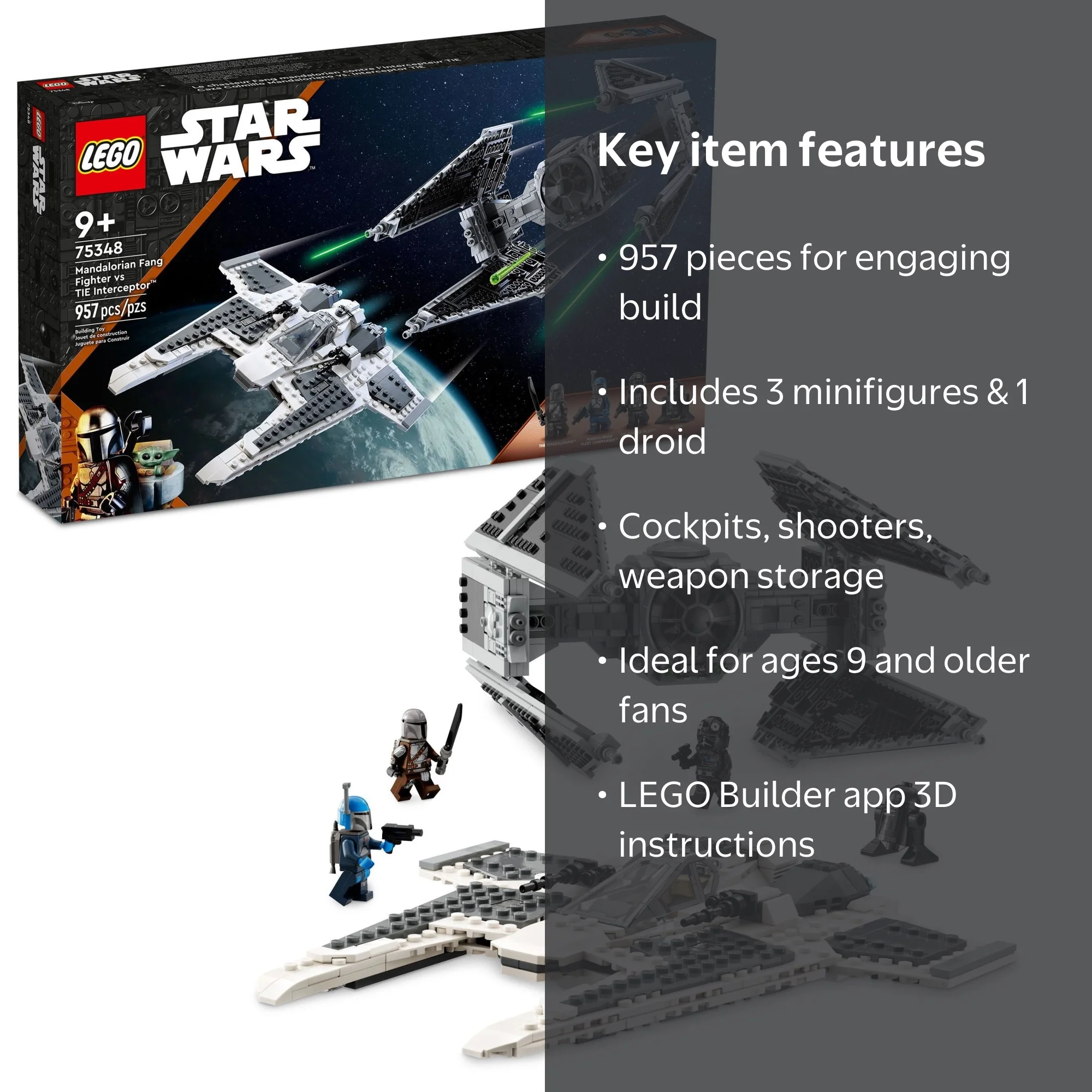 LEGO Star Wars Mandalorian Fang Fighter vs TIE Interceptor 75348