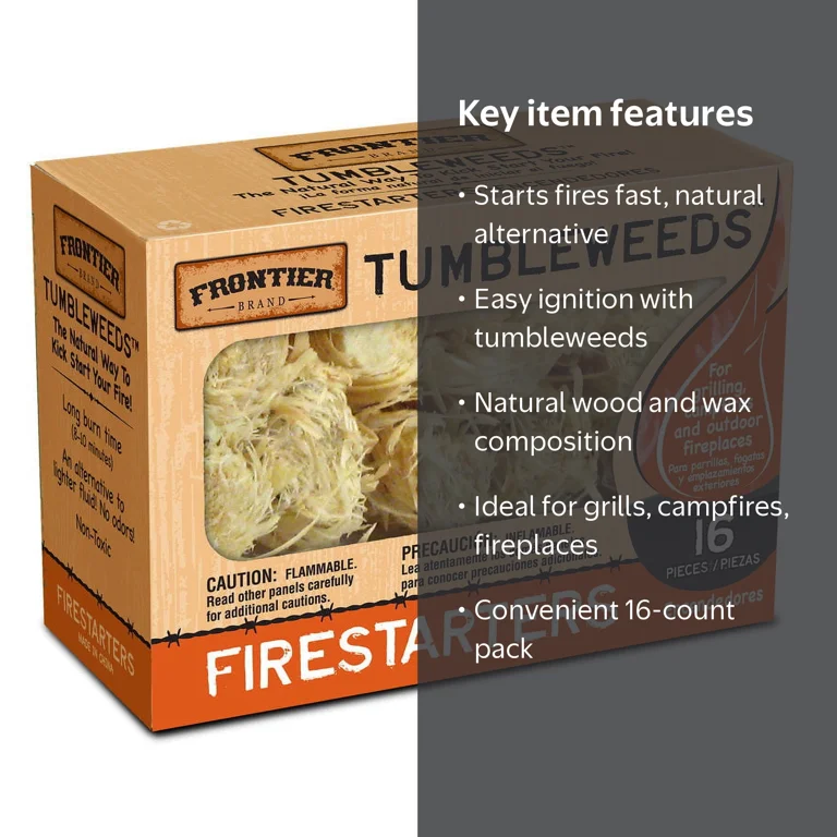 Frontier Tumblewood Camp Fire Starters, 16pcs - Natural, Quick