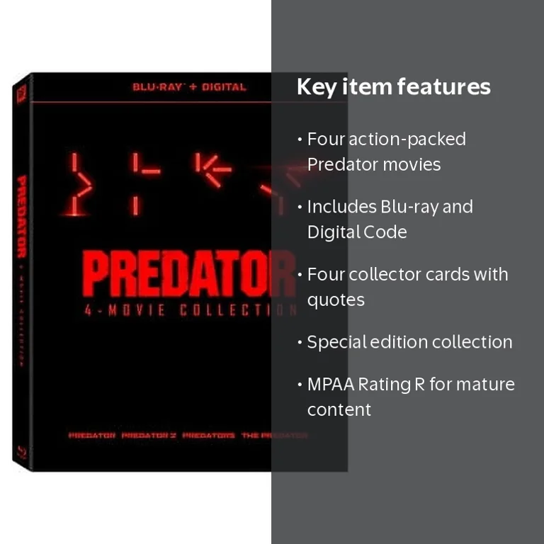 Predator: 4-Movie Collection Blu-ray, Action-Packed Sci-Fi