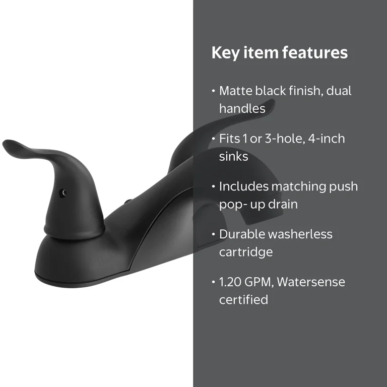 Free Shipping! Mainstays 4-inch Centerset Bathroom Faucet with