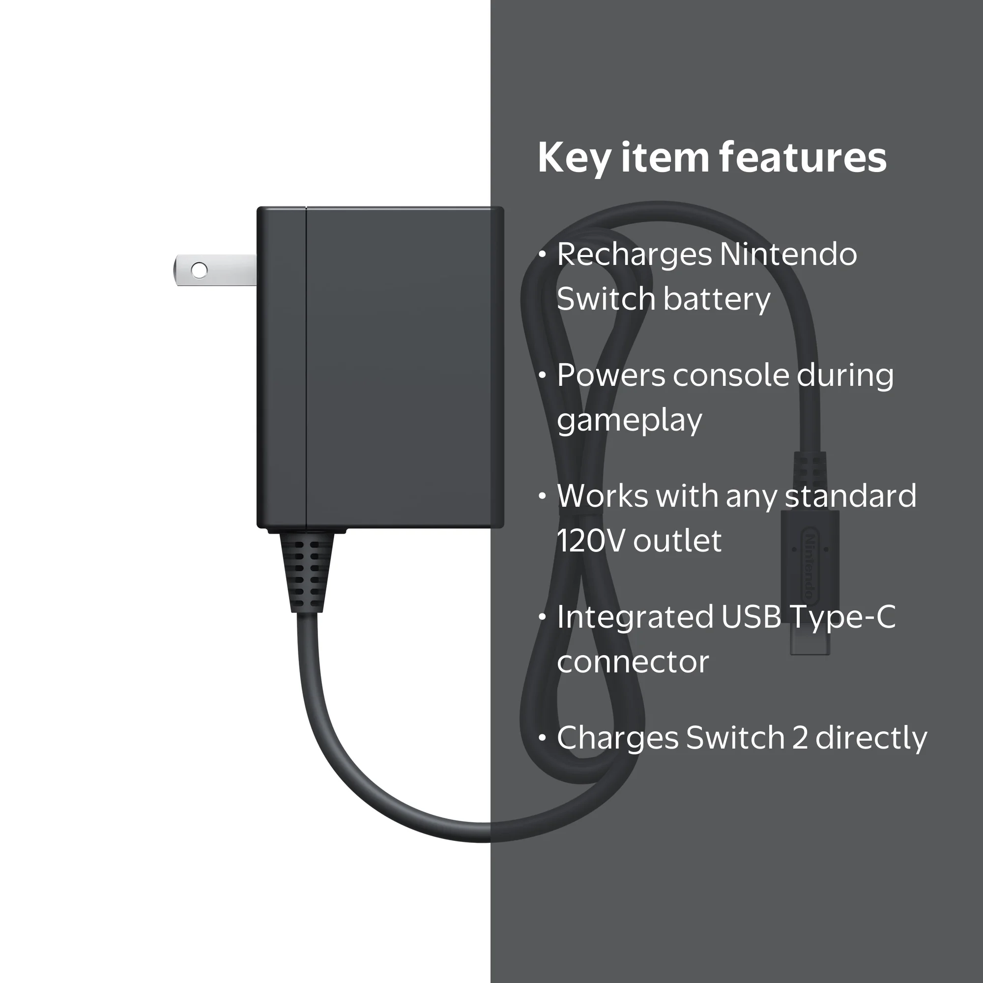 Nintendo, Nintendo Switch AC Adapter, 45496590222, Black - Walmart.com