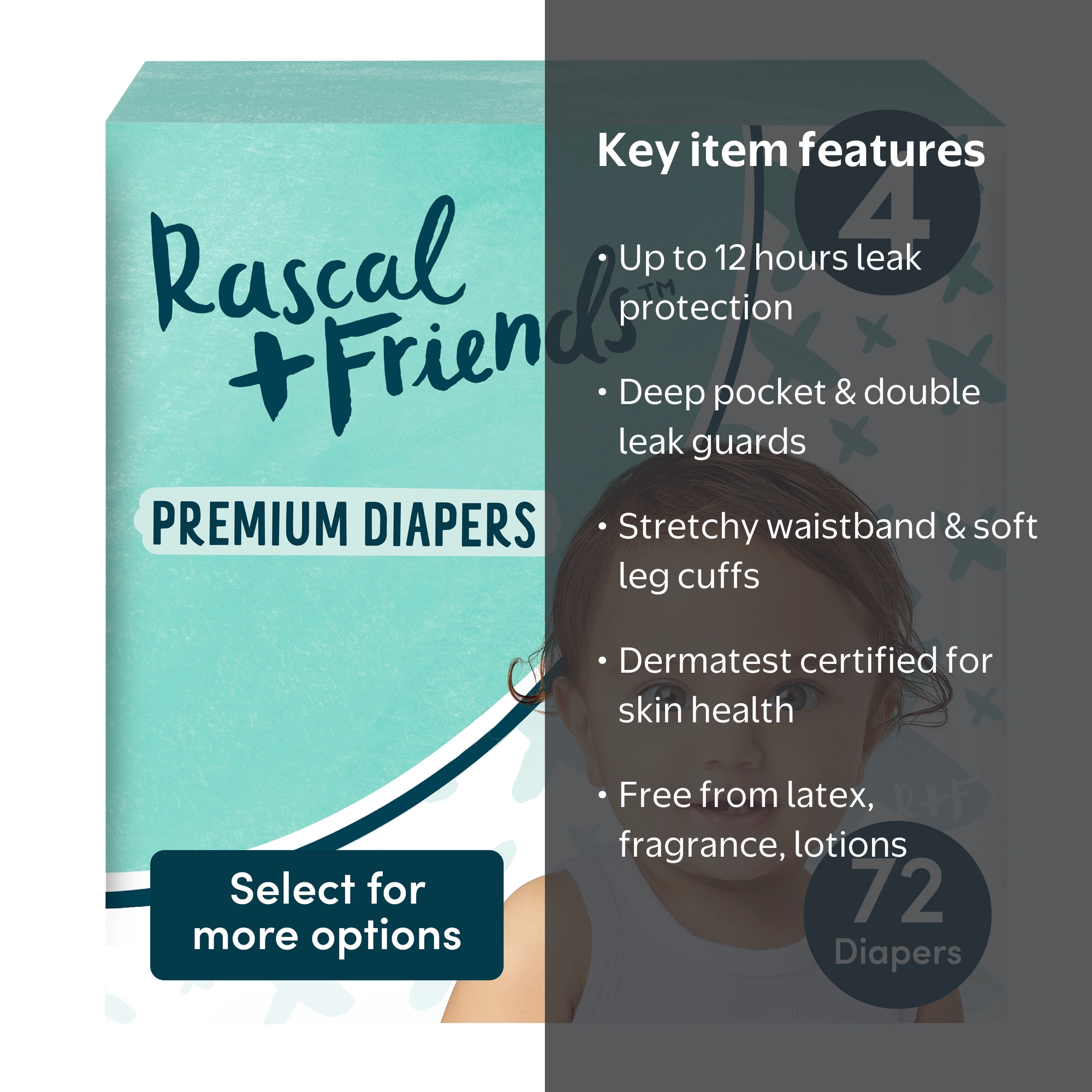 Rascals, Diapers, Size 4, Leak Protection, 72 Count - Walmart.com