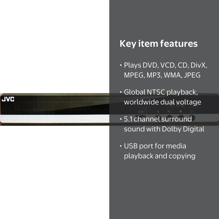JVC XV-Y225 All Region Free DVD Player, Supports Multi Format, 5.1