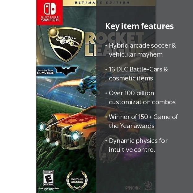 Warner Bros Rocket League Ultimate Edition Video Game, Action