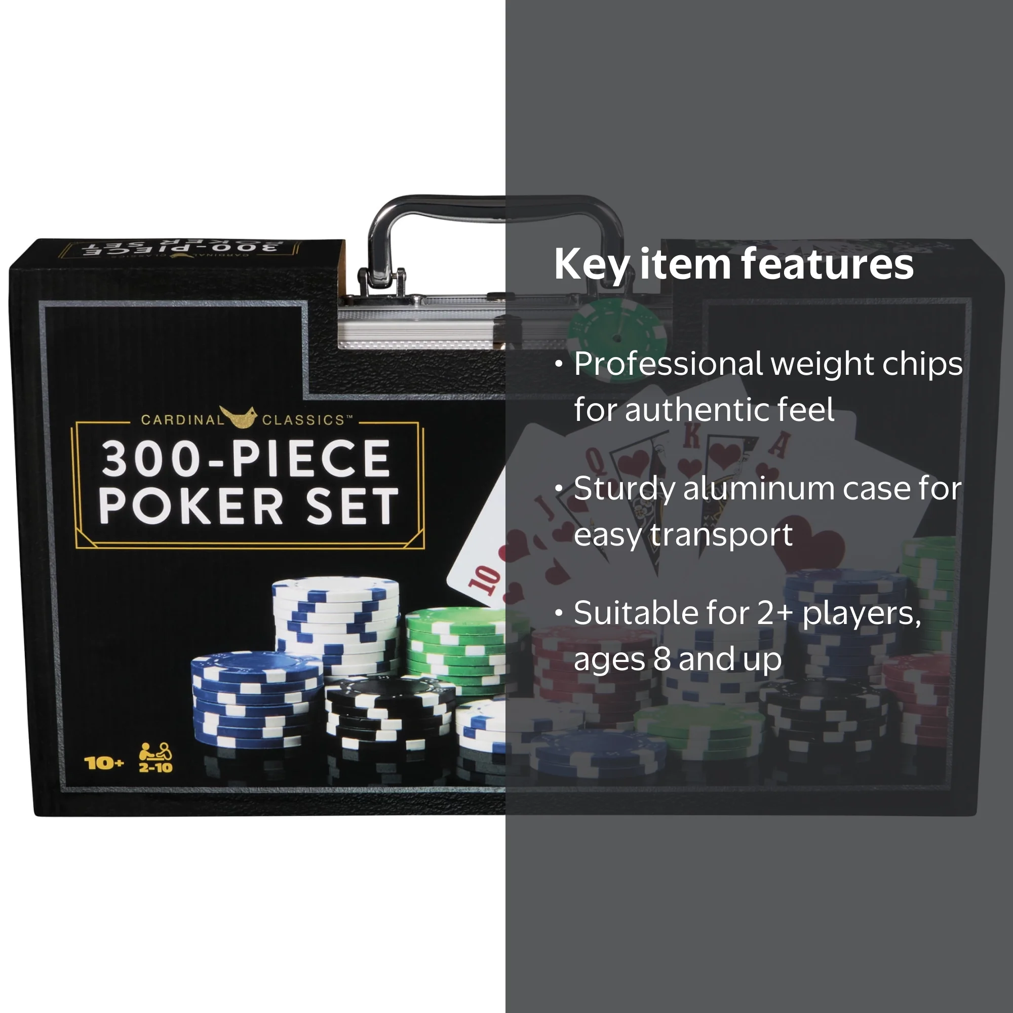 Cardinal Poker Set with 300 Chips Aluminum Case Includes Cards