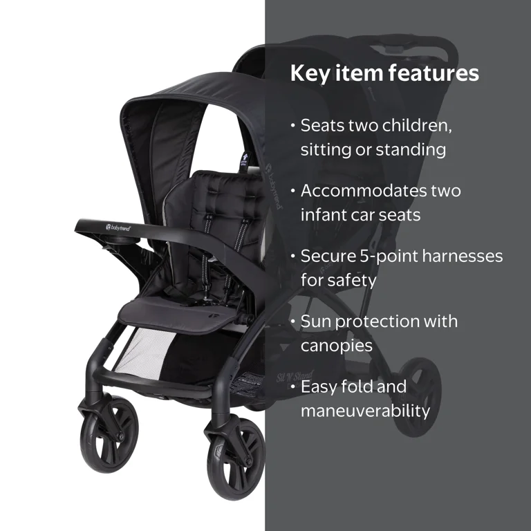 Baby Trend Sit N' Stand Double Stroller 2.0, Desert Tan, Compact