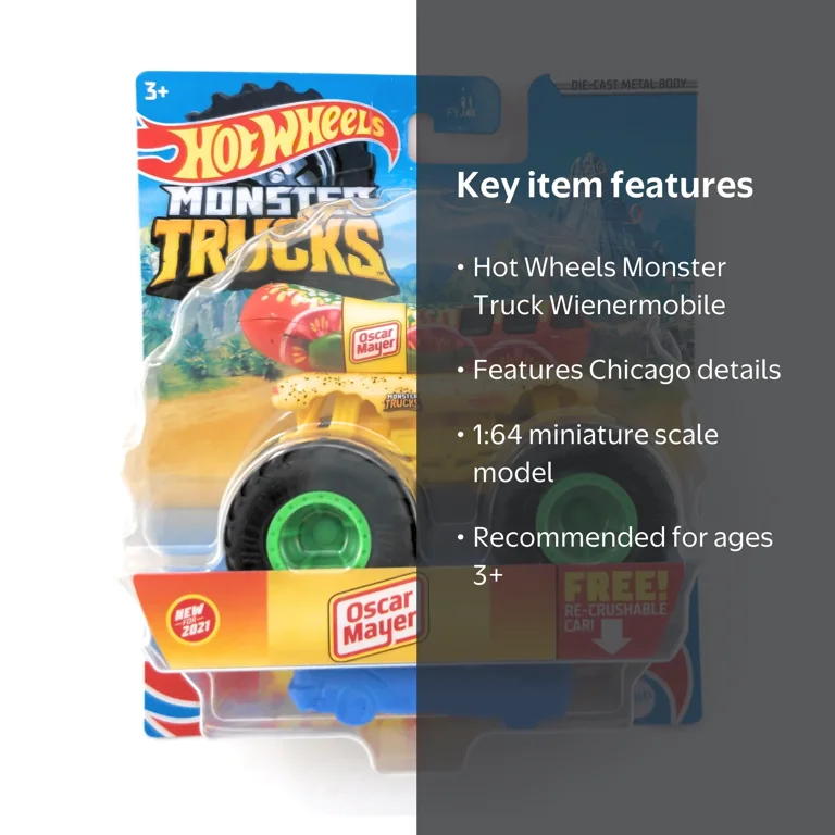 Hot Wheels Monster Trucks Oscar Mayer Wienermobile Chicago Style