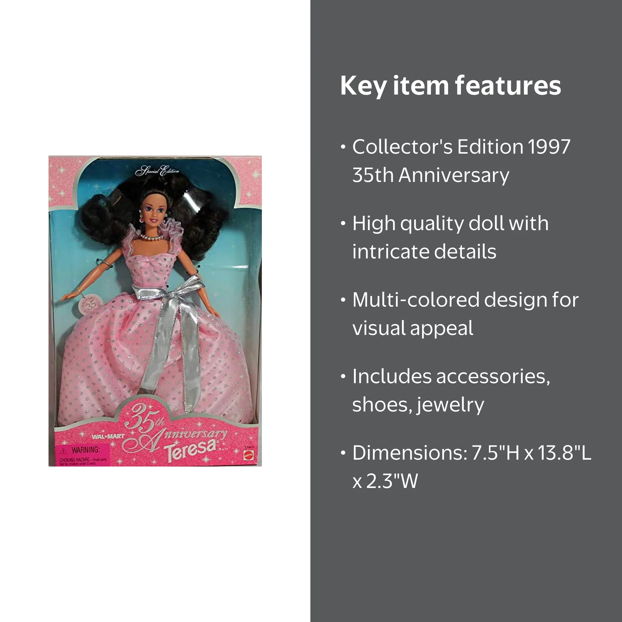 1997 35th Anniversary Teresa Barbie Doll Special Edition - Walmart.com