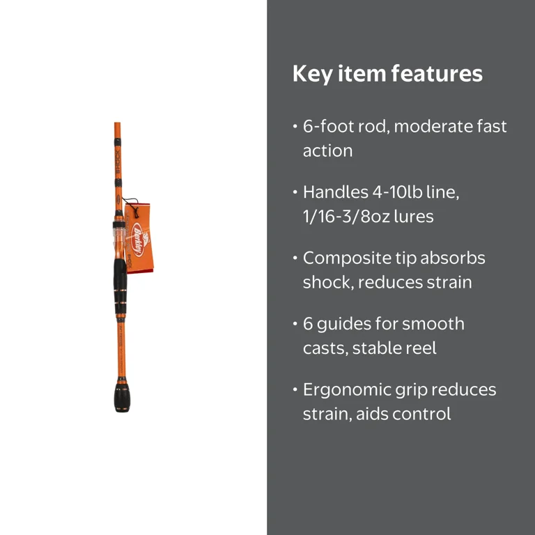 berkley air fishing rod 10 6 specs Used Cherrywood Graphite 6'6" steel guides that feature aluminum oxide inserts that can handle a wide range of line types BERKLEY LIGHTNING ROD 6 FOOT