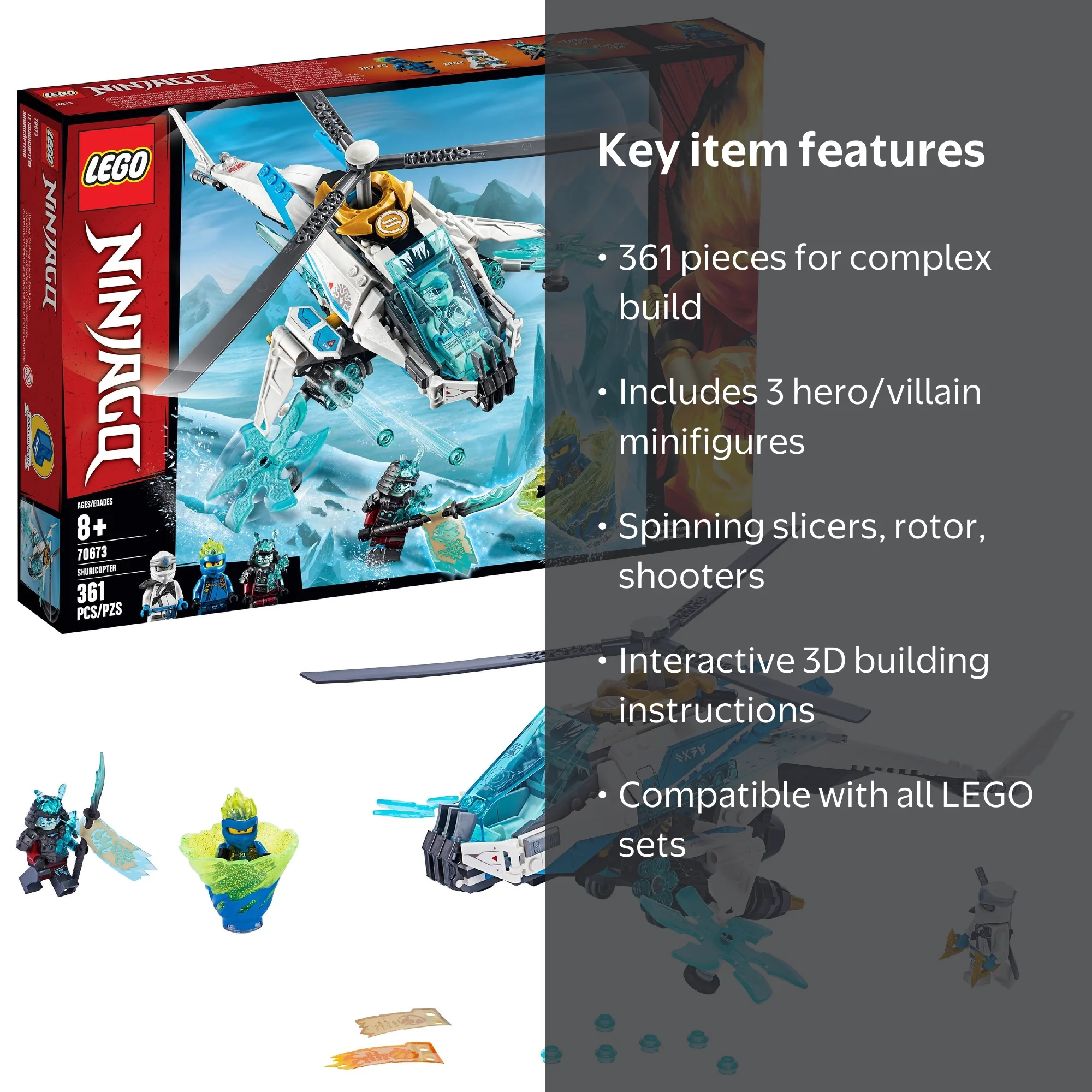 LEGO Ninjago ShuriCopter 70673 Toy Building Set with Minifigures