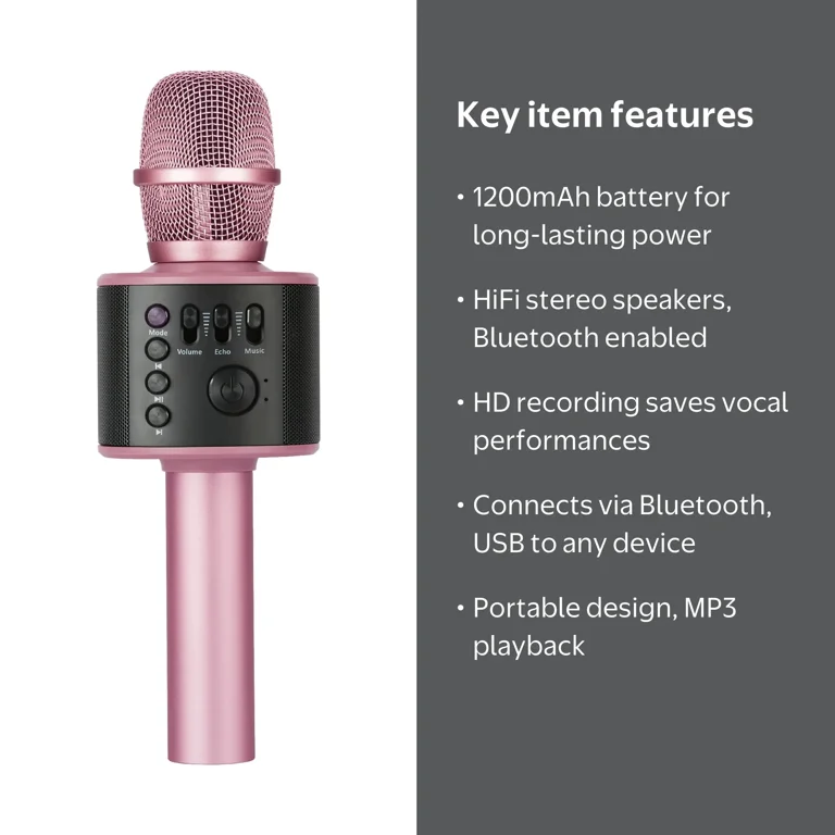 Core Innovations Wireless Bluetooth Karaoke Microphone with Built