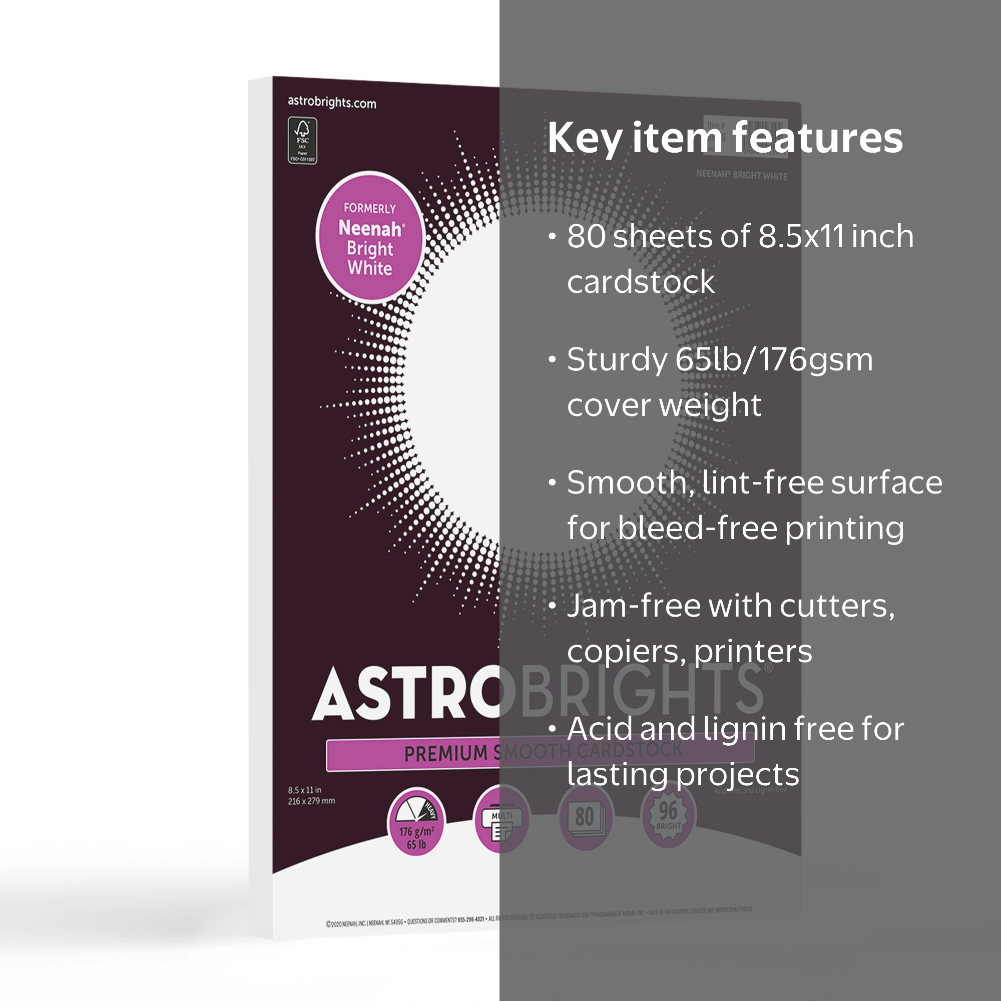 Astrobrights Bright White Cardstock, 8.5