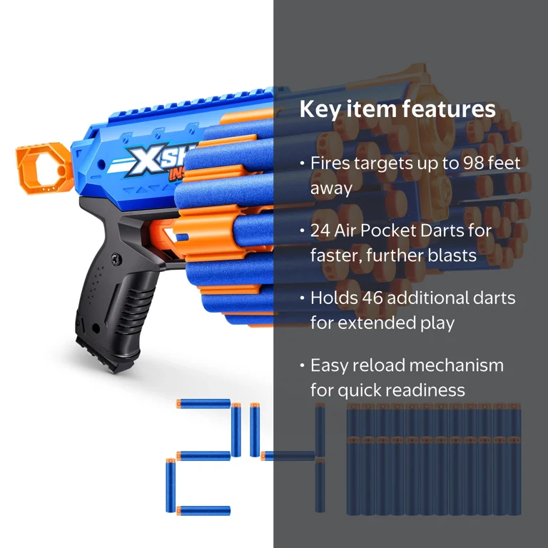 XSHOT Insanity Manic Dart Blaster, Air Pocket Technology, 30m
