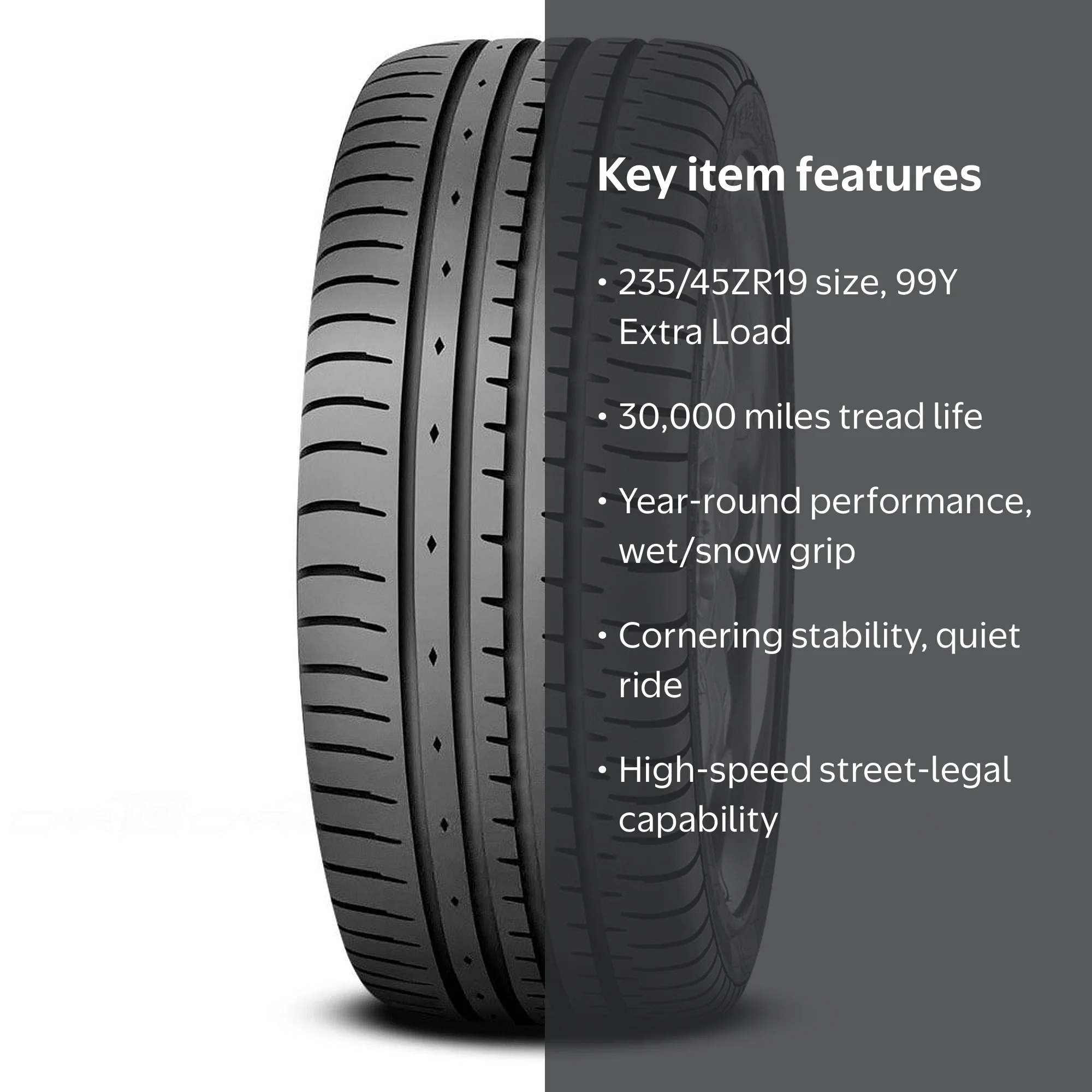 Accelera Phi R Passenger Tire, All Season, 235/45ZR19 99Y, XL 30K